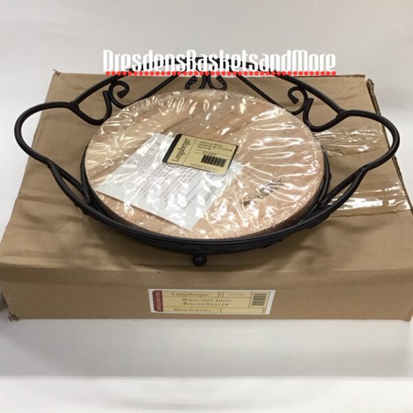 Longaberger WI Round Server w/ Butcher Block Shelf NIB