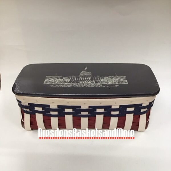Longaberger 2016 Capitol Building Basket w/ Protector & Woodcrafts Lid