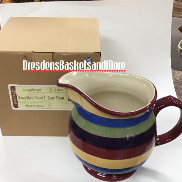 Longaberger Multi Color 2 Quart Pitcher NIB