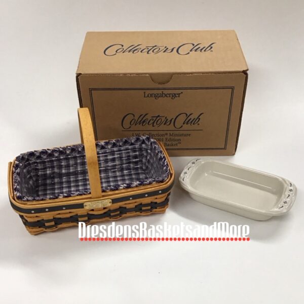 Longaberger 2000 Miniature Gathering Basket Combo w/ Miniature 9X13 Dish