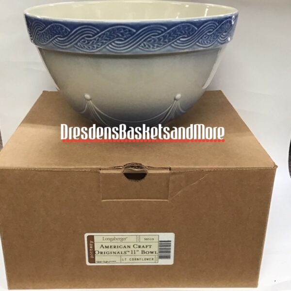 Longaberger American Craft Originals Light Cornflower 11" Bowl NIB