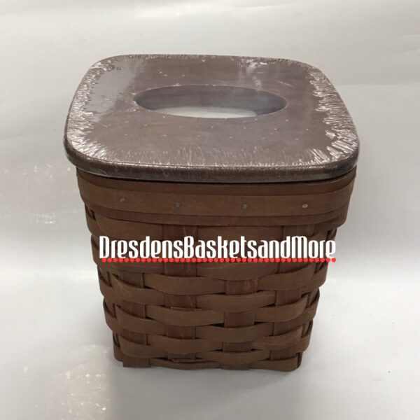 Longaberger 2009 Rich Brown Tall Tissue Basket w/ Protector & Lid