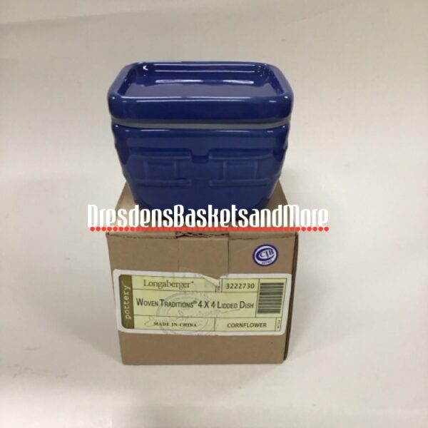 Longaberger Cornflower 4x4 Lidded Dish NIB
