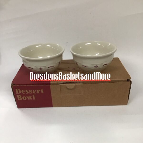 Longaberger Traditional Red Dessert Bowls Set of 2 NIB