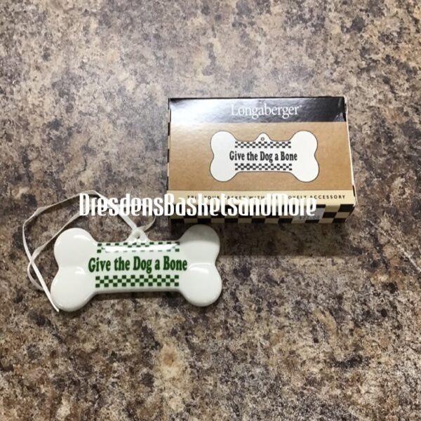 Longaberger Mulligan Green Give the Dog a Bone Tie-On