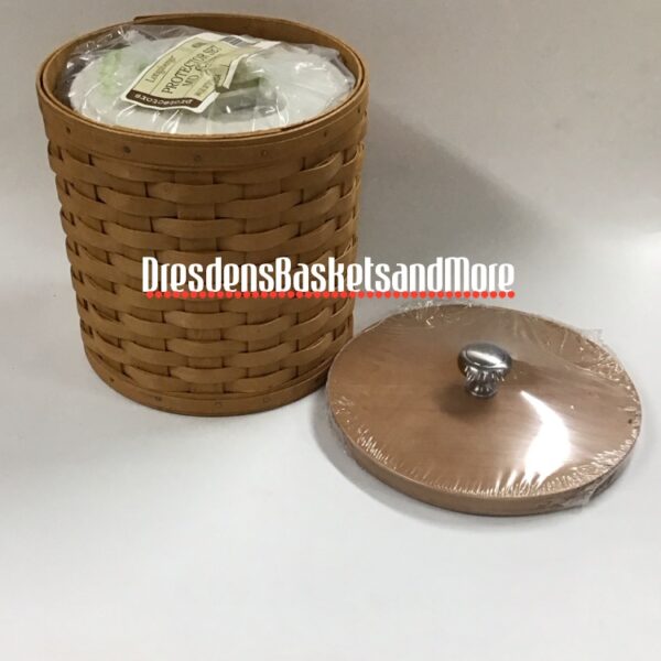 Longaberger 2006 Medium Canister Basket w/ Sealable Protector & Woodcrafts Lid