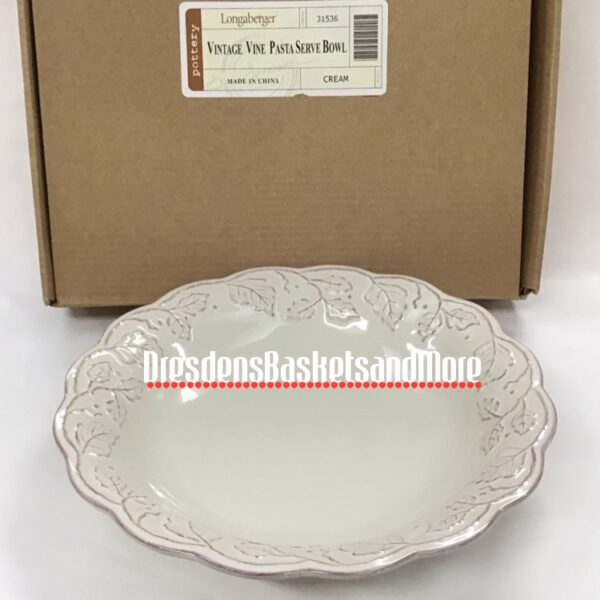 Longaberger Vintage Vine Cream Serving/Pasta Bowl NIB