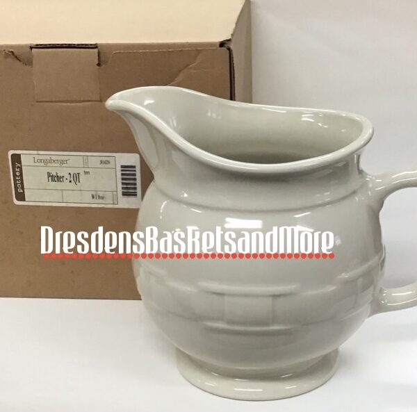 Longaberger 2 Qt Ivory Pitcher NIB