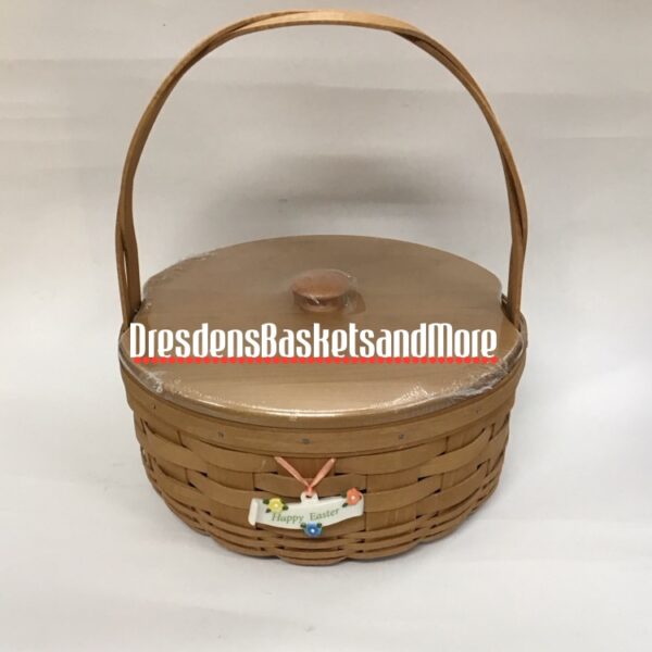 Longaberger 2010 Easter Basket W/ Protector, Tie On & Woodcrafts Lid