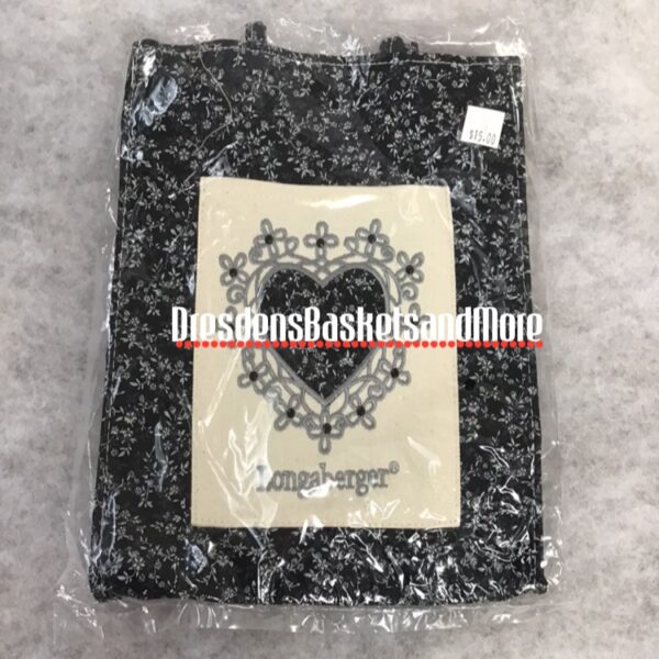 Longaberger Tote Black/White Flowers