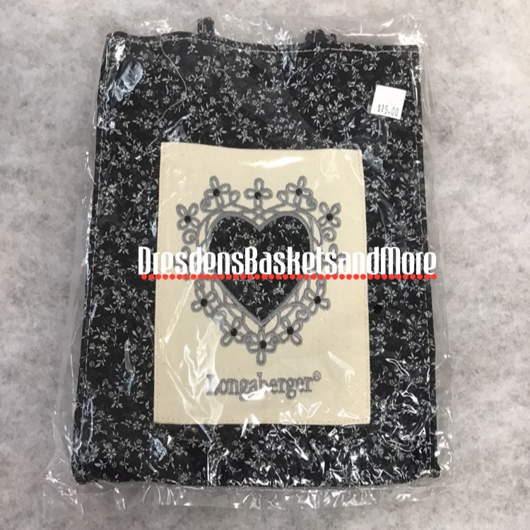 Longaberger Tote Black/White Flowers