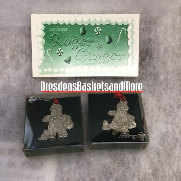 Longaberger Roger and Ginger Pewter Ornaments