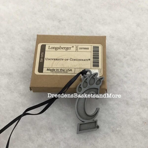 University Of Cincinnati Longaberger Pewter Tie On