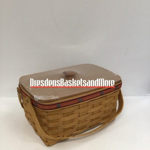 Longaberger 2007 Team Football Lunch Box Basket Purple/Orange w/ Woodcrafts Lid