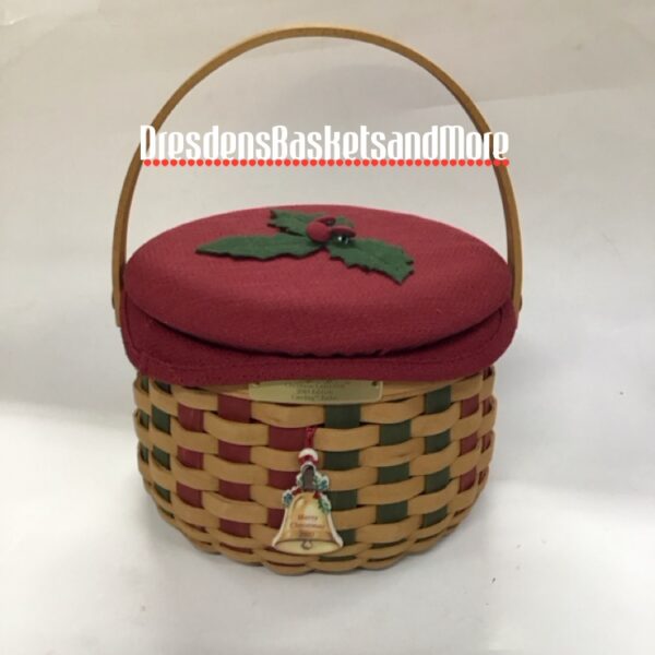 Longaberger 2003 Caroling Basket Combo w/ Tie On & Woodcrafts Lid
