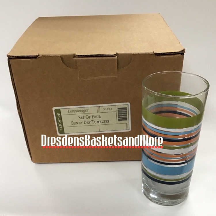Longaberger Sunny Day Tumblers Set of 4 NIB