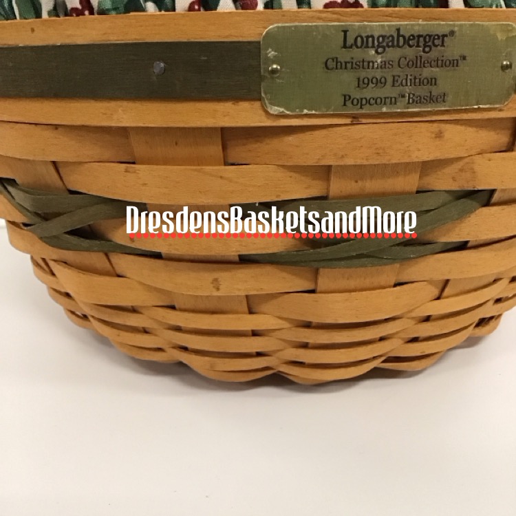 Longaberger 1999 Christmas Popcorn Green Basket Combo*