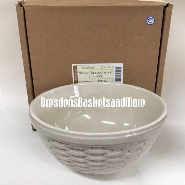 Longaberger Ivory Woven Reflections 9" Bowl NIB