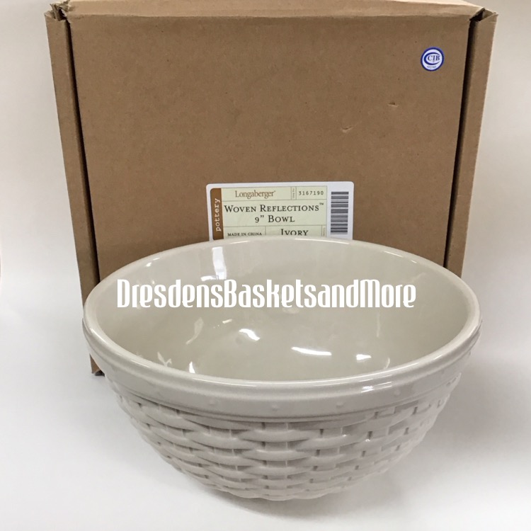 Longaberger Ivory Woven Reflections 9" Bowl NIB