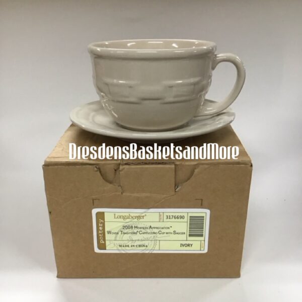 Longaberger Ivory Cappuccino Cup & Saucer NIB