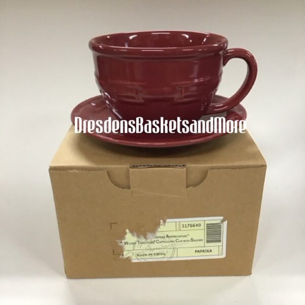 Longaberger Paprika Cappuccino Cup & Saucer NIB