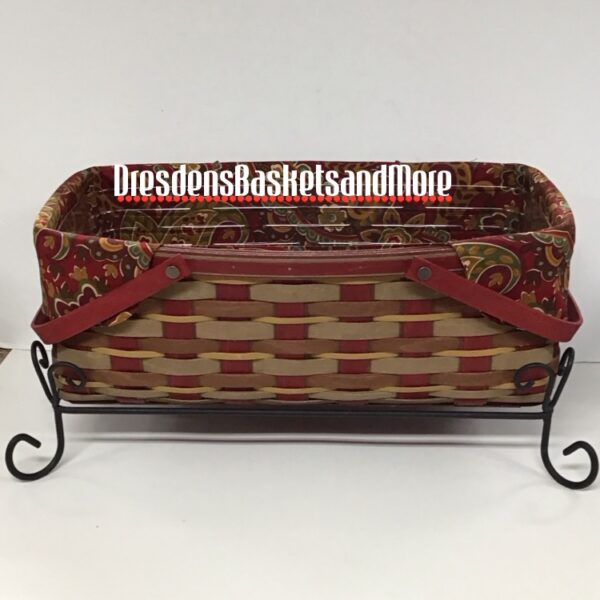 Longaberger 2012 Crimson Hill Long Market Basket Combo w/ Custom WI Stand