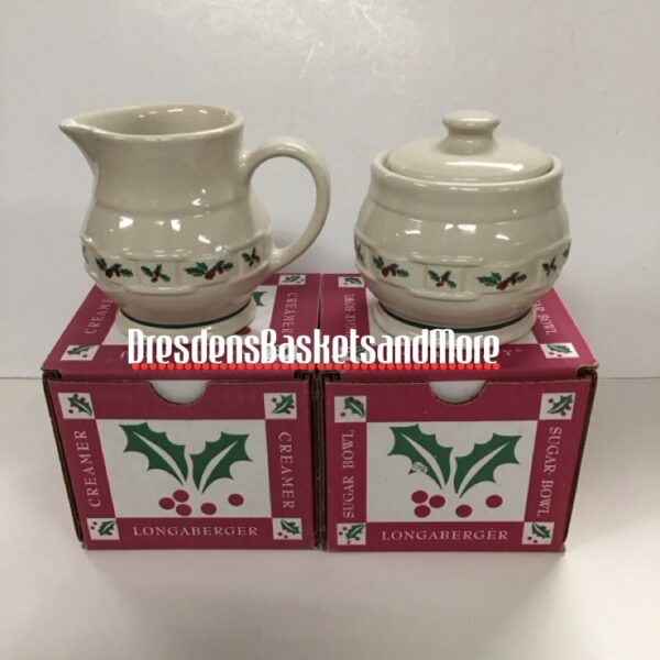 Longaberger Traditional Holly Sugar & Creamer Set NIB*