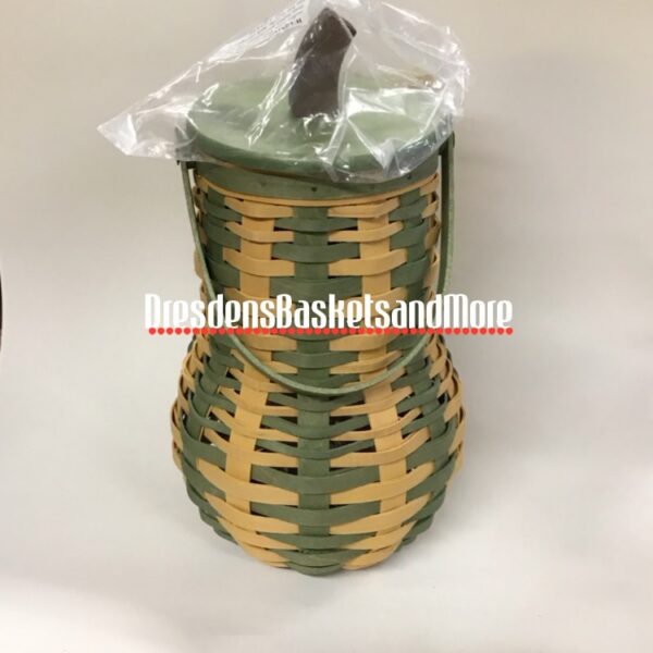Longaberger 2017 Tall Gourd Sage/Yellow Basket w/ Protector & Woodcrafts Lid