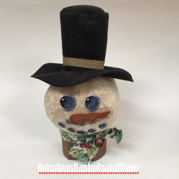 Handcrafted Snowman on Block