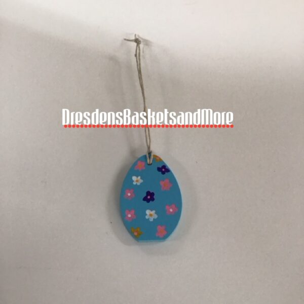 Egg Blue/Flowers Hand Painted Tie On