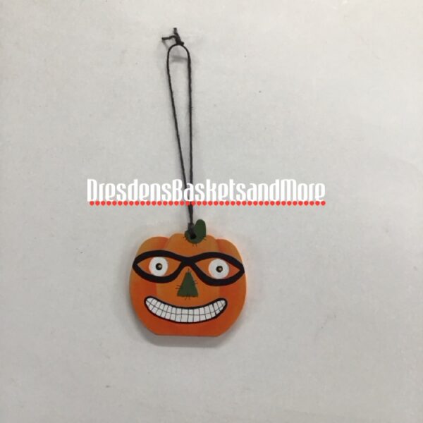 Pumpkin w/ Glasses Hand Painted Tie -On
