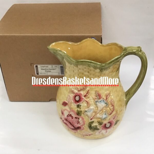 Longaberger Majolica Garden Pitcher NIB