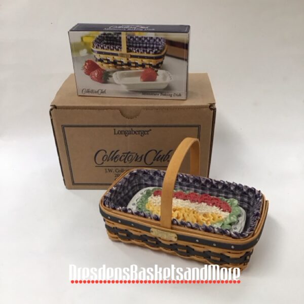 Longaberger 2000 Miniature Gathering Basket Combo w/ Miniature Baking Dish & Salad Insert NIB