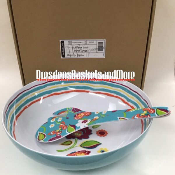 Longaberger Summer Lovin Bowl/Tongs Set NIB