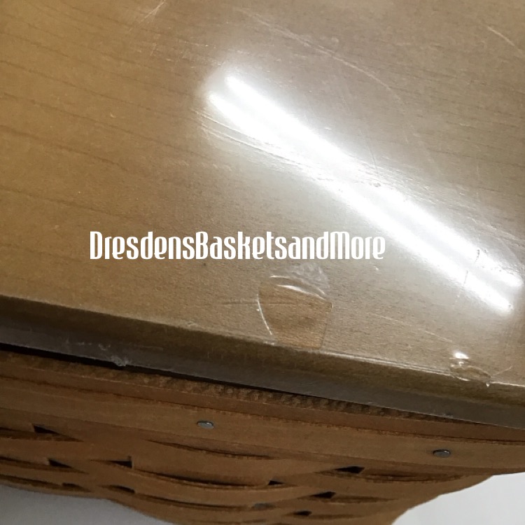 Longaberger 2015 Medium Stow Away Warm Brown Basket w/ Protector & Woodcrafts Lid*