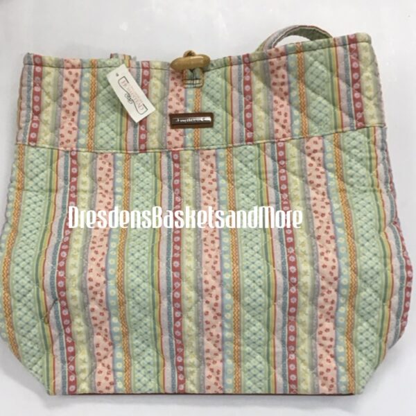 Easter Stripe Longaberger Quilted Tote Bag