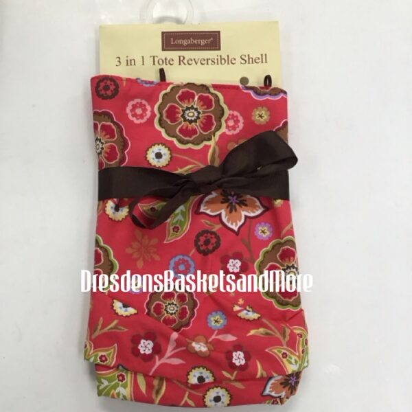 3 in 1 Longaberger Tote Reversible Shell Pink Flowered Shell