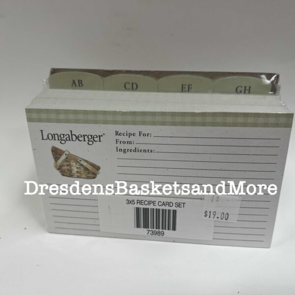 Recipe Cards Longaberger 3"x5"