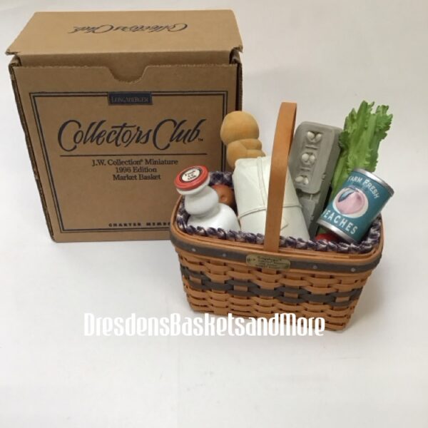 Longaberger 1996 JW Miniature Market Basket Combo w/ Groceries*