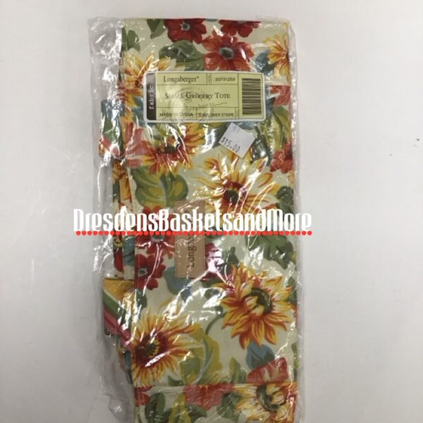Small Grocery Tote Longaberger Sunflower Stripe Bag NIP