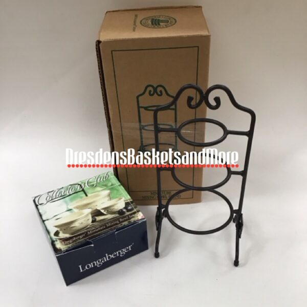 Longaberger Miniature Mixing Bowls & WI Stand NIB