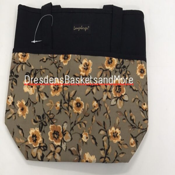 Longaberger Khaki Floral Tote Bag