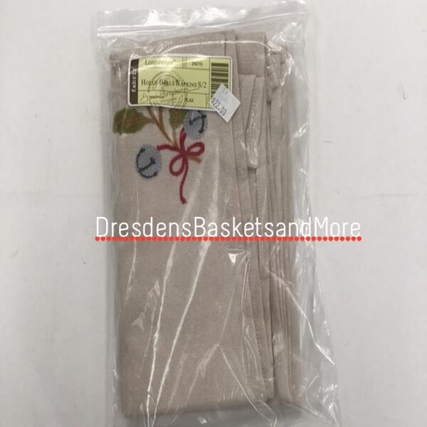 Holly Bells Napkin Set of 2 Longaberger