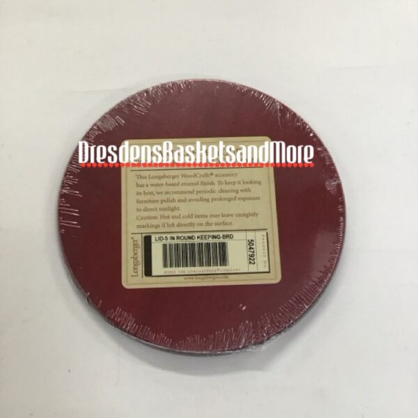 Longaberger 5” Keeping Bold Red Woodcrafts Lid NIP