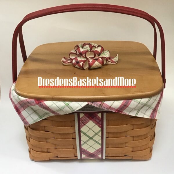 Longaberger 2013 Plaid Tidings Cake Red Basket Combo w/ Lid*