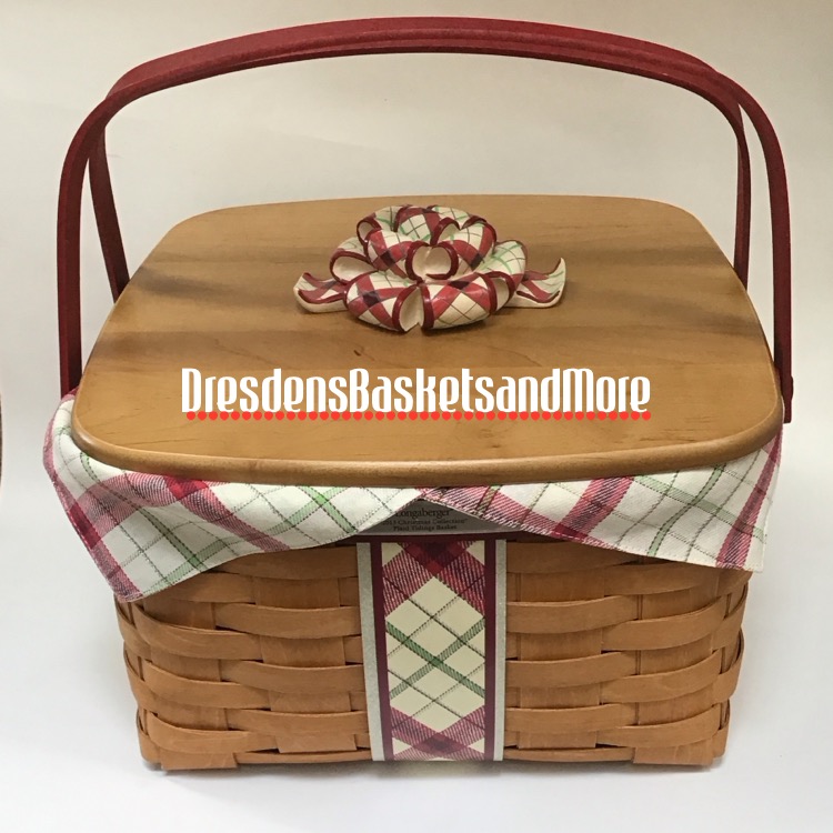 Longaberger 2013 Plaid Tidings Cake Red Basket Combo w/ Lid*