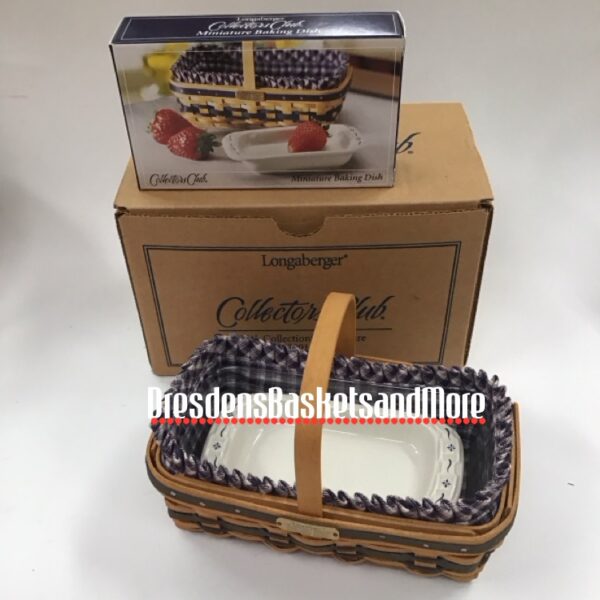 Longaberger 2000 Miniature Gathering Basket Combo w/ Miniature Baking Dish NIB