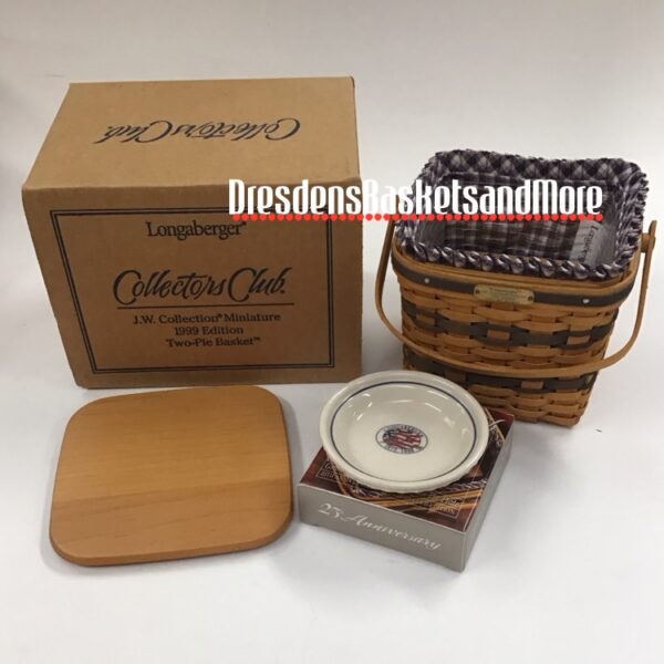 Longaberger 1999 Miniature Two Pie Basket Combo w/ Pie Plate & Lid NIB