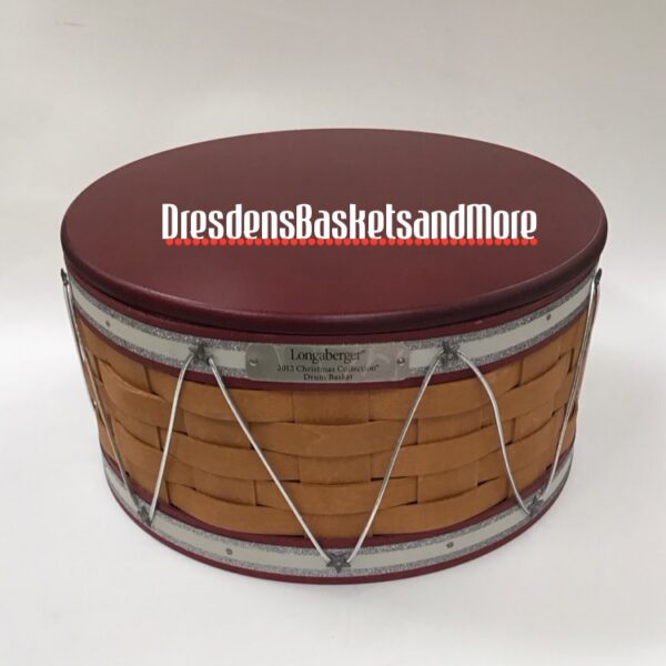 Longaberger 2012 Christmas Drum Red Basket Set*