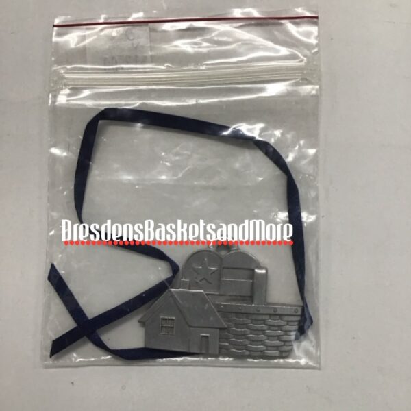 Barn-Basket & Heart Longaberger Pewter Tie On
